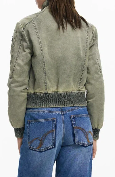 Desigual Padded Crop Jacket In Green