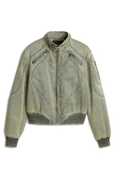 Desigual Padded Crop Jacket In Green