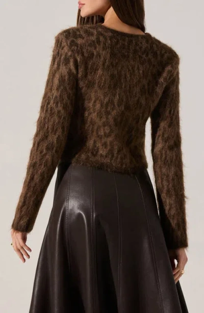 Astr The Label Katria Fuzzy Cheetah Print Cardigan In Brown