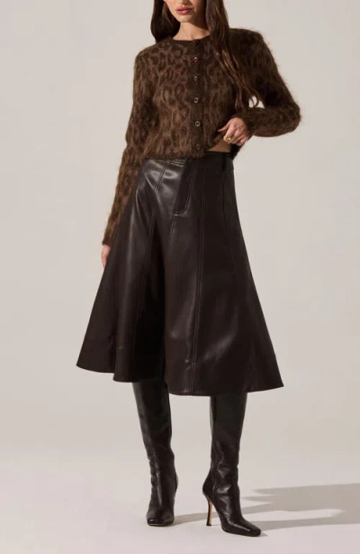 Astr The Label Katria Fuzzy Cheetah Print Cardigan In Brown