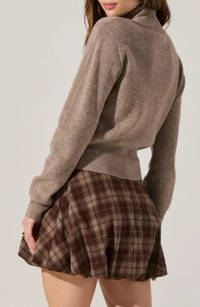 Astr The Label Tawni Stand Collar Cardigan In Brown