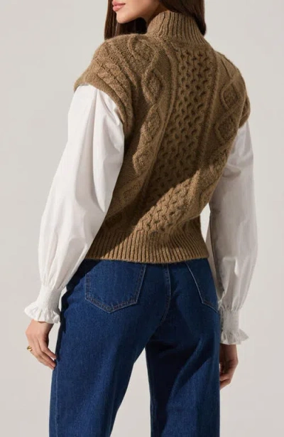 Astr The Label Angeline Mixed Media Sweater In Brown