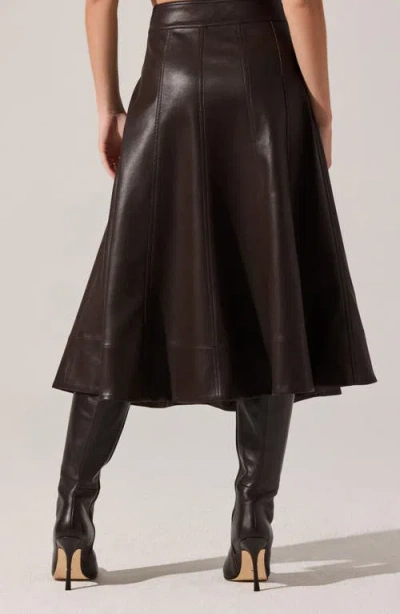 Astr The Label Zhuri Faux Leather A-line Midi Skirt In Brown