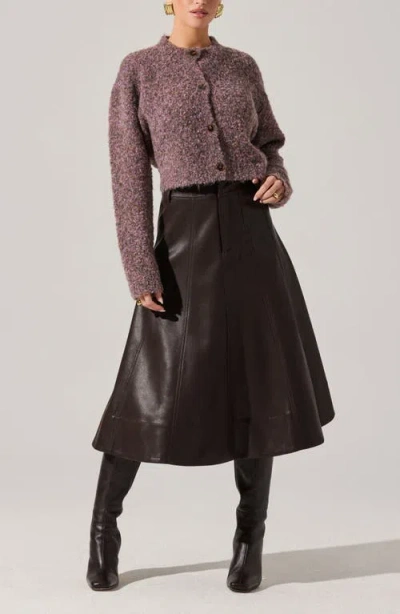 Astr The Label Zhuri Faux Leather A-line Midi Skirt In Brown