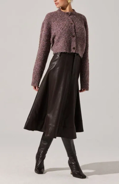 Astr The Label Zhuri Faux Leather A-line Midi Skirt In Brown