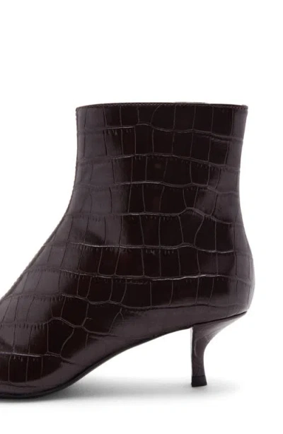 Mango Croc Embossed Bootie In Brown