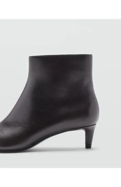Mango Kitten-heel Pointed-toe Ankle Boots Black In Black