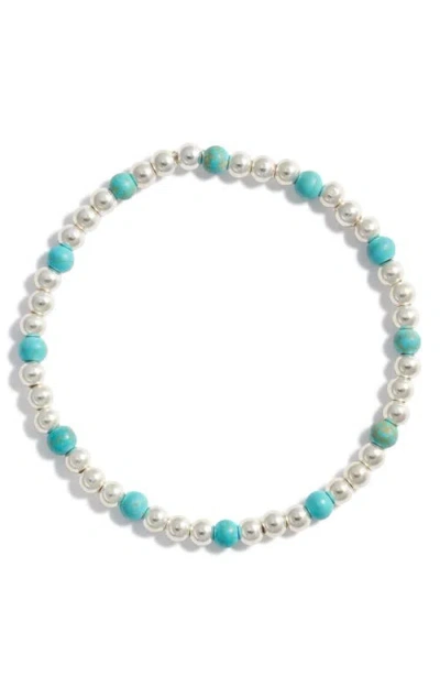 Nashelle Turquoise Stone & Bead Stretch Bracelet In Metallic
