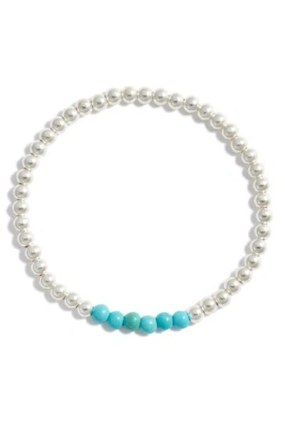 Nashelle Turquoise Stone & Bead Stretch Bracelet In Metallic