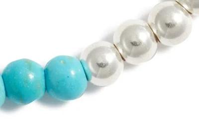 Nashelle Turquoise Stone & Bead Stretch Bracelet In Metallic