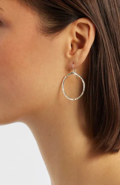 Nashelle Signature Small Hammered Hoop Earrings In Silver