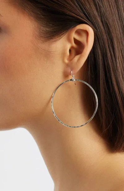 Nashelle Signature Large Hammered Hoop Earrings In Brown