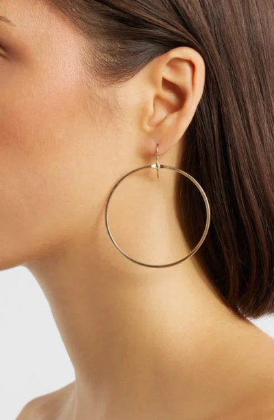 Nashelle Signature Large Hammered Hoop Earrings In Brown