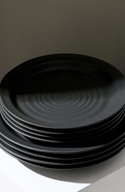 Stone Lain Orbit Stoneware 4-piece Dinner Plate Set In Black