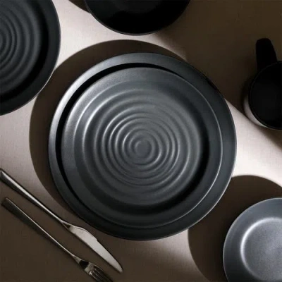 Stone Lain Orbit Stoneware 4-piece Dinner Plate Set In Black
