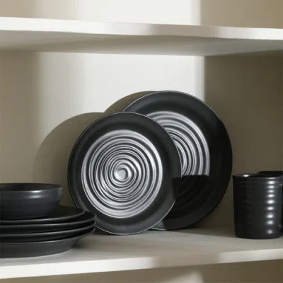 Stone Lain Orbit Stoneware 4-piece Dinner Plate Set In Black
