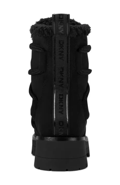 Dkny Signe Faux Shearling Lug Sole Bootie In Black