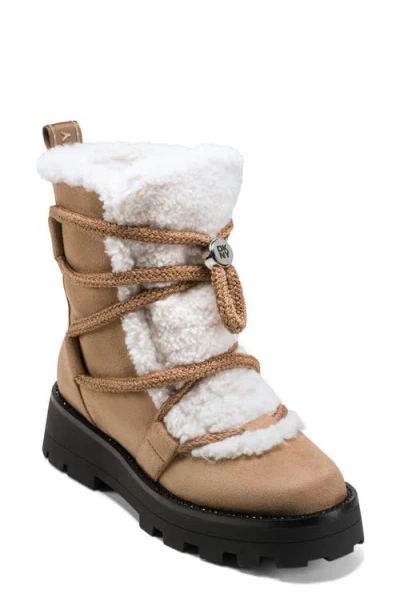 Dkny Signe Faux Shearling Lug Sole Bootie In Brown