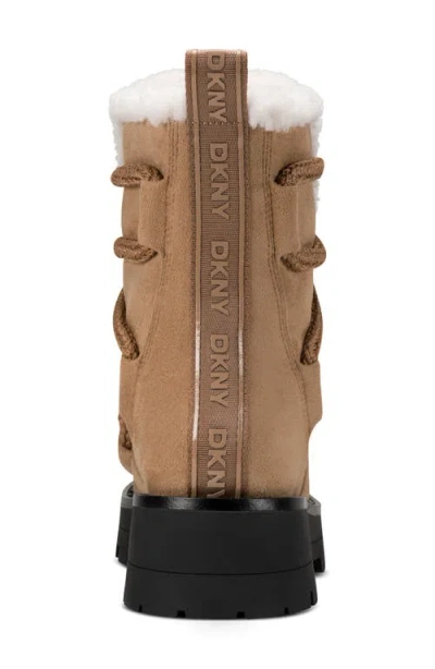 Dkny Signe Faux Shearling Lug Sole Bootie In Brown