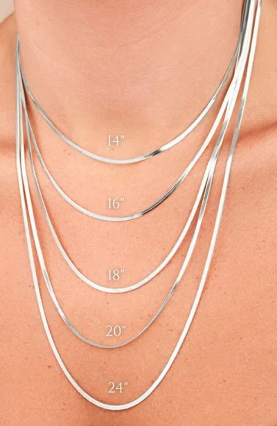 Sterling Forever Sterling Silver Herringbone Chain Necklace In Metallic