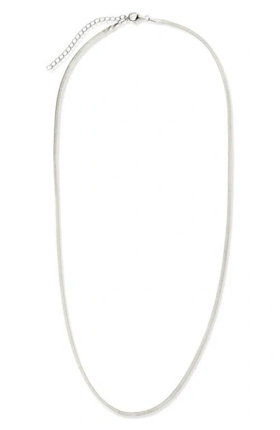 Sterling Forever Sterling Silver Herringbone Chain Necklace In Metallic