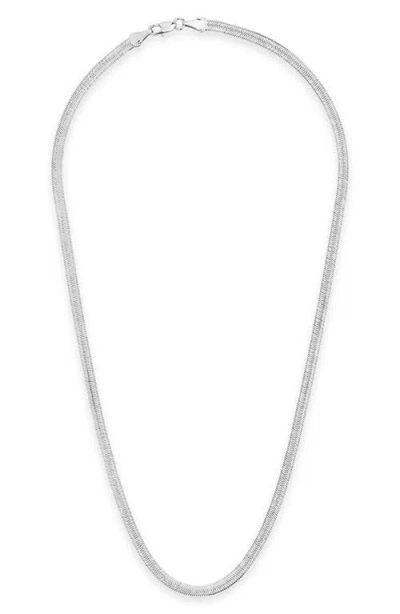 Sterling Forever Sterling Silver Thick Herringbone Chain Necklace In Metallic
