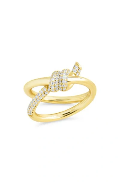 Sterling Forever 14k Over Silver Cz Irene Twisted Ring In Gold