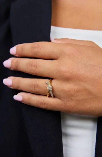 Sterling Forever 14k Over Silver Cz Irene Twisted Ring In Gold