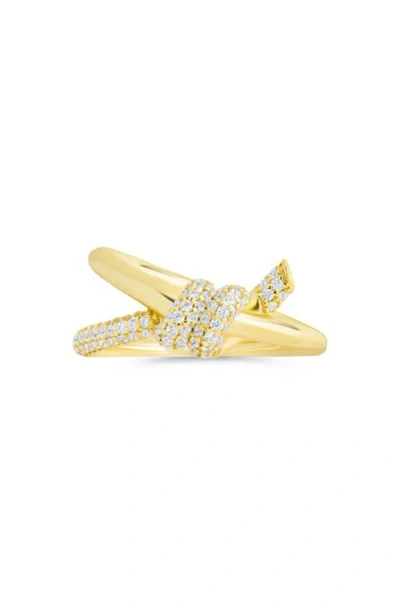 Sterling Forever 14k Over Silver Cz Irene Twisted Ring In Gold
