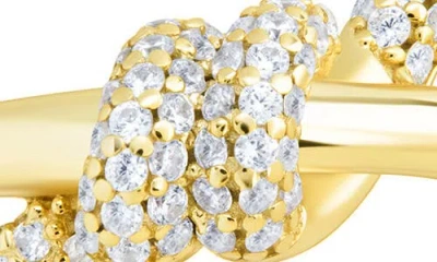 Sterling Forever 14k Over Silver Cz Irene Twisted Ring In Gold