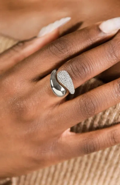 Sterling Forever Cecilia Cubic Zirconia Open Ring In Metallic