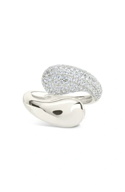Sterling Forever Cecilia Cubic Zirconia Open Ring In Metallic