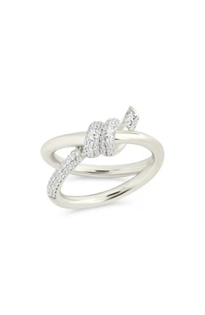 Sterling Forever Silver Cz Irene Twisted Ring In Silver