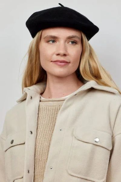 Hat Attack Classic Wool Beret In Black