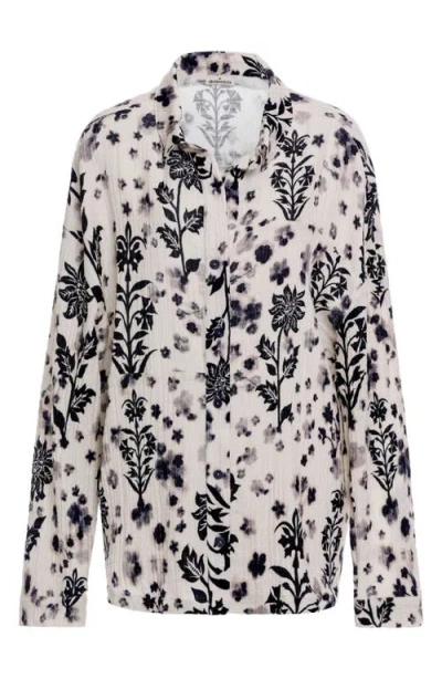 Agua Bendita Keshia Batik Embroidered Cover-up Shirt In Black