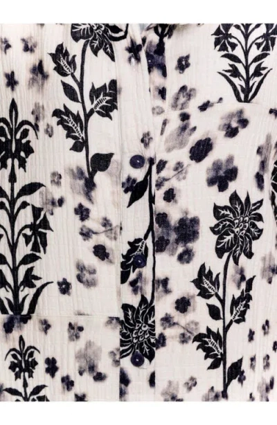 Agua Bendita Keshia Batik Embroidered Cover-up Shirt In Black