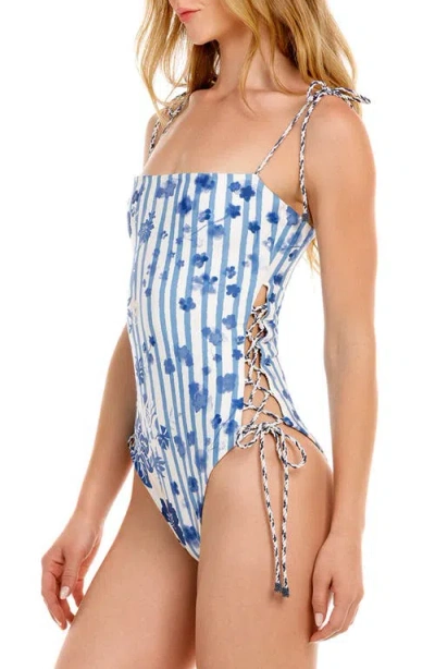 Agua Bendita Posh Batik Reversible One Piece Swimsuit In Black