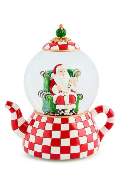 Mackenzie-childs Mackenzie Childs Check It Out Teapot Snow Globe In Red