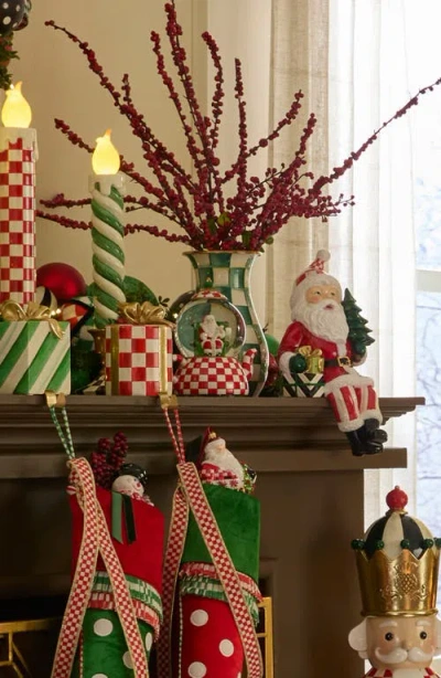 Mackenzie-childs Mackenzie Childs Check It Out Teapot Snow Globe In Red