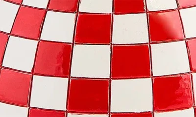 Mackenzie-childs Mackenzie Childs Check It Out Teapot Snow Globe In Red