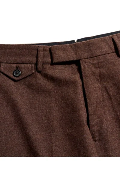 Billy Reid Flat Front Cotton Flannel Dress Pants In Brown