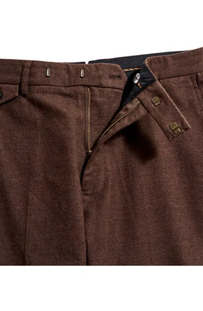 Billy Reid Flat Front Cotton Flannel Dress Pants In Brown