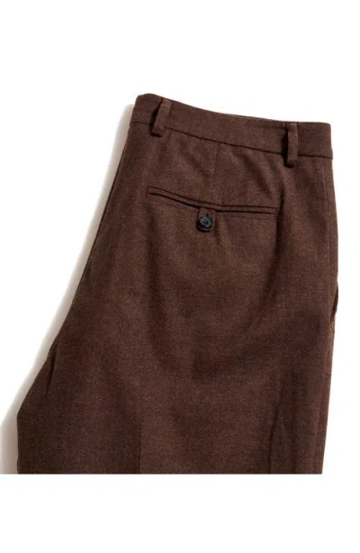 Billy Reid Flat Front Cotton Flannel Dress Pants In Brown