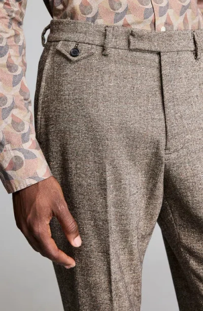 Billy Reid Flat Front Wool Blend Dress Pants In Neutral