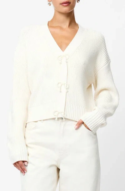 French Connection Embellished Baby Soft Knit Cardigan Sweater In White