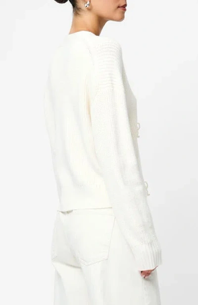 French Connection Embellished Baby Soft Knit Cardigan Sweater In White
