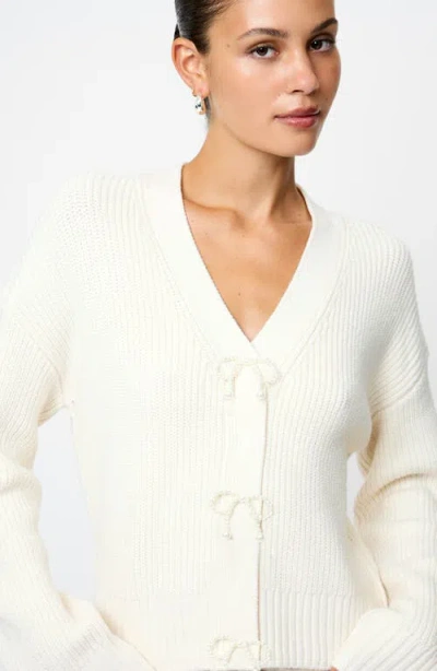 French Connection Embellished Baby Soft Knit Cardigan Sweater In White