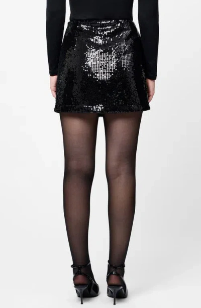 French Connection Sadie Stretch Sequin Mini Skirt In Black