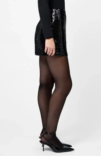 French Connection Sadie Stretch Sequin Mini Skirt In Black