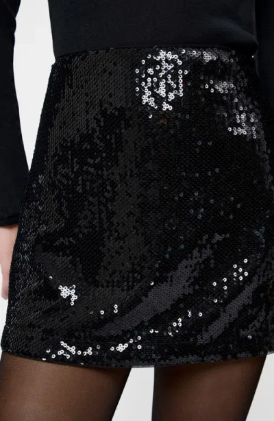 French Connection Sadie Stretch Sequin Mini Skirt In Black